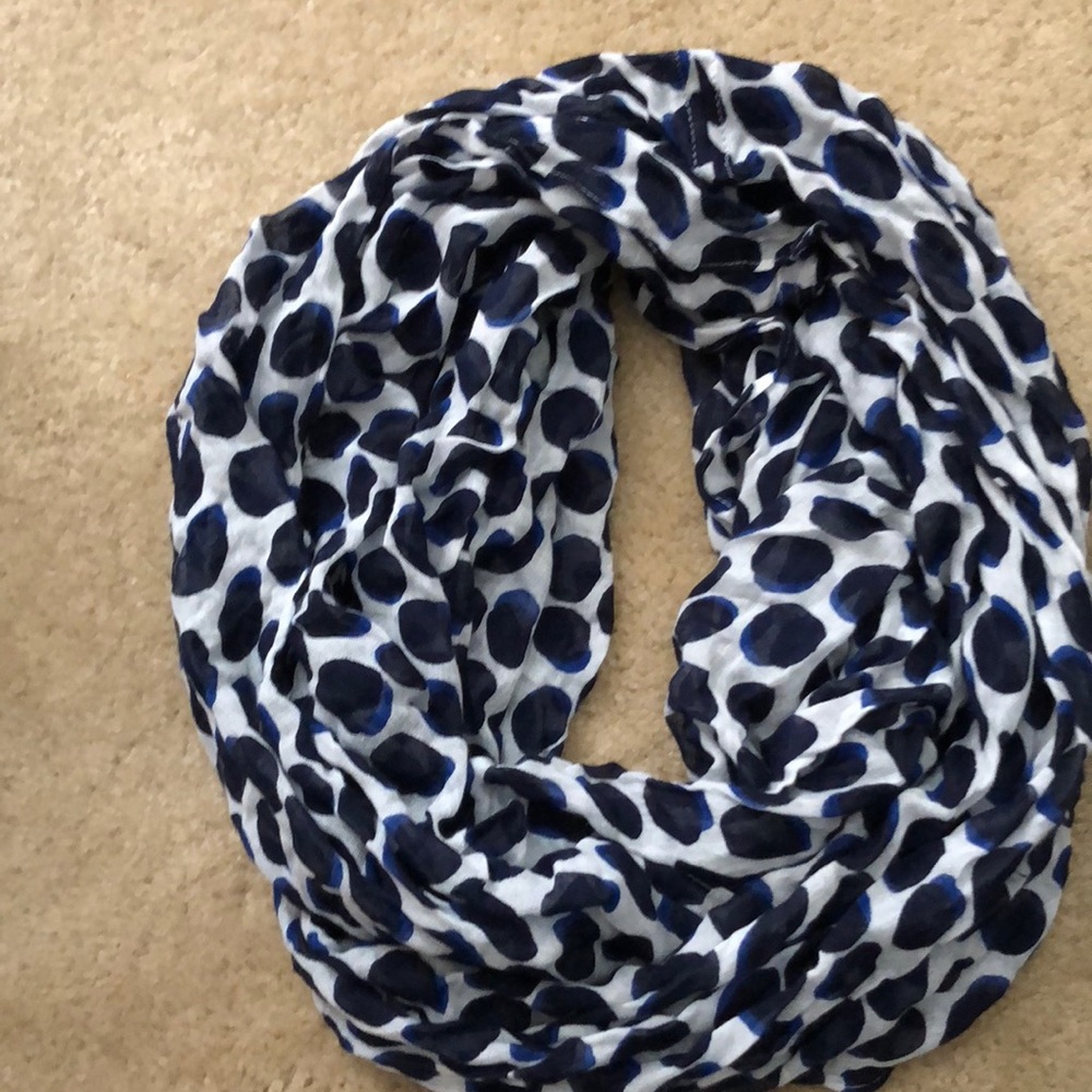 Blue big polka dot infinity scarf